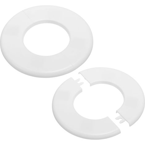 Plaque d'Écussons Auto-Adhésive Ronde 2.52"/64mm, 2pcs Couverture Murale en ABS pour Tuyau d'Eau, Cache Mitigeur Douche Boucles Rosace Robinet Chauffage Plomberie, Blanc (1/5)