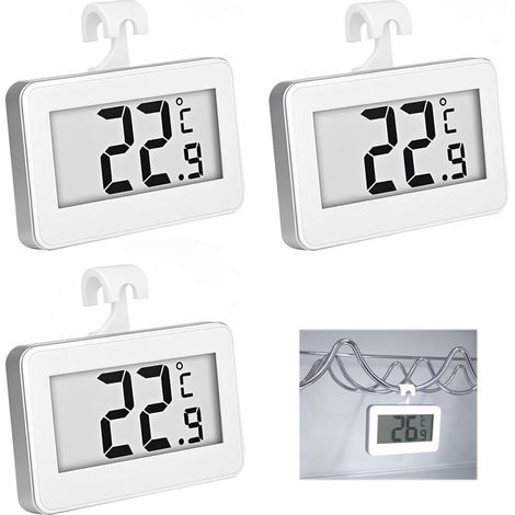 3-Piece Digital Thermometer for Refrigerator and Freezer LCD Digital Mini Fridge Thermometer with Hook and Easy Read Display, Ideal for Kitchen Temperature Range 20°C to 50°C (1/5)