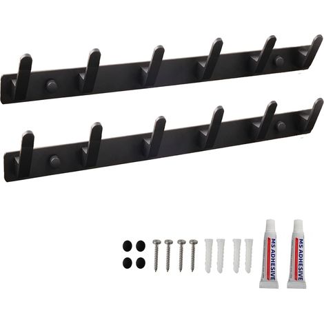 Perchero de pared Perchero de pared Perchero de pared con 2 piezas 6 ganchos para baño Dormitorio Entrada Cocina Dos métodos de instalación (1/5)
