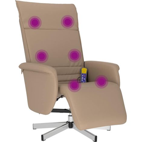 Poltrona Reclinabile Massaggi Poltrona Relax Poggiapiedi Cappuccino Similpelle (1/4)