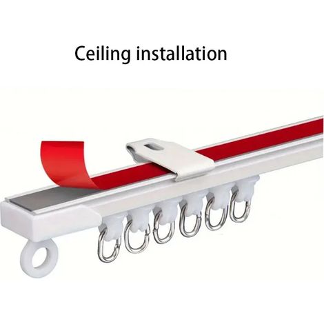 Filiyano-Tringle à rideaux double usage, auto-adhésive ou perforée, pour fixation au plafond ou au mur. Rail de rideau silencieux Nano pour rideaux et (1/5)