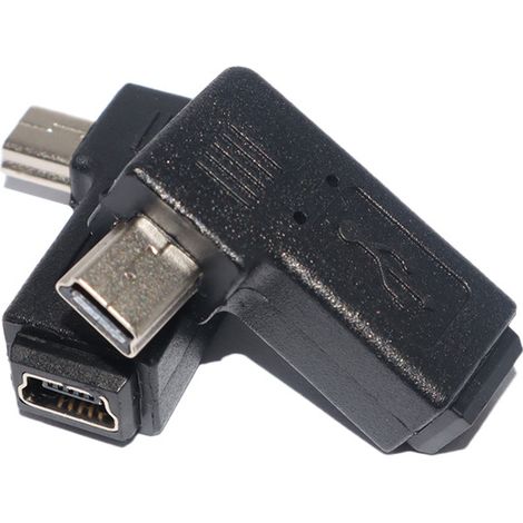 Mini-USB-Stecker auf Buchse-Adapter, 90-Grad-Winkelstecker links, Mini-5P-USB-Stecker auf Buchse-Adapter. (1/4)