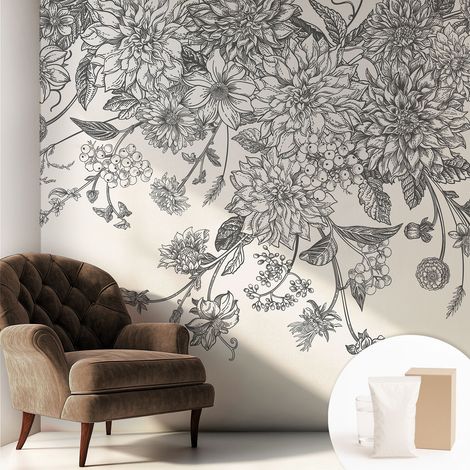 Papier peint intissé décoratif avec motifs pour salon et chambre a motif - Colle incluse gratuite Motif floral 250x250 cm (1/5)