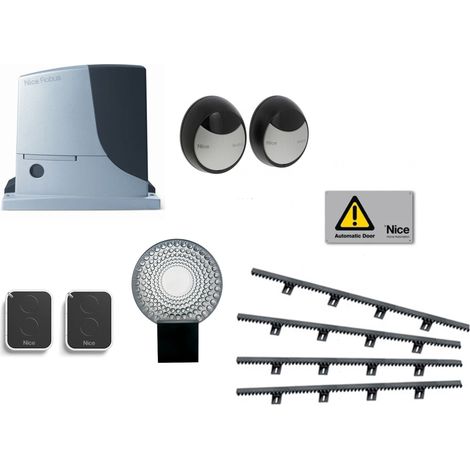 Nice – Kit de motorisation de portail coulissant 600 kg – Longueur de vantail 4m – Moteur avec technologie BlueBUS – Photocellules et lampe clignotante incluses