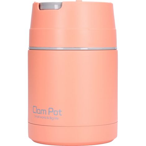 Boîte alimentaire isotherme sous vide 800 ml / 27 oz en acier inoxydable 304 à double paroi avec cuillère pliable, couleur orange. (1/5)