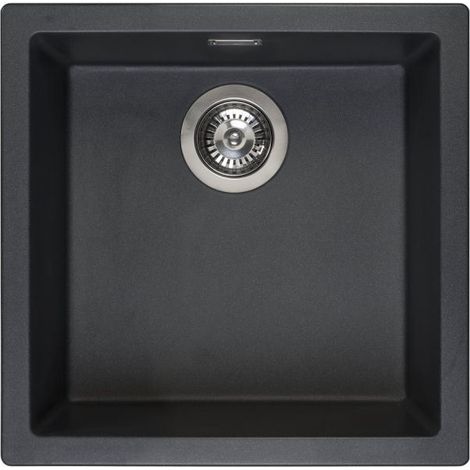 Reginox Amsterdam 40 Integrated Single Bowl Granite Kitchen Sink Black Silvery (1/3)