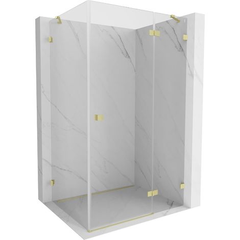 Mexen Lunar cabine de douche pivotante droite 85 x 80 cm, transparent, or brossé - 834-085-080-55-00-P (1/5)