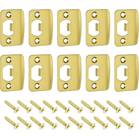10pcs Plaque de Gâche de Porte D-Type 57x45mm Coin Arrondi, Doré (1/5)