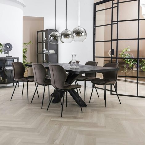 Table pied central bois de manguier noir 230 cm LUCKNOW (1/4)