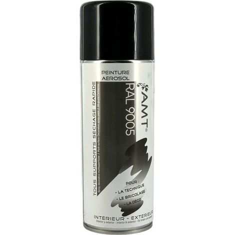 Bombe de peinture - Noir - RAL9005 - Brillant - AMT - 330ml - Peinture acrylique