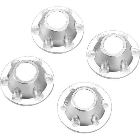 4 pièces en alliage d'aluminium capuchon antipoussière pour moyeu de roue AXIAL 1/6 SCX6 JLU voiture radiocommandée argent (1/5)