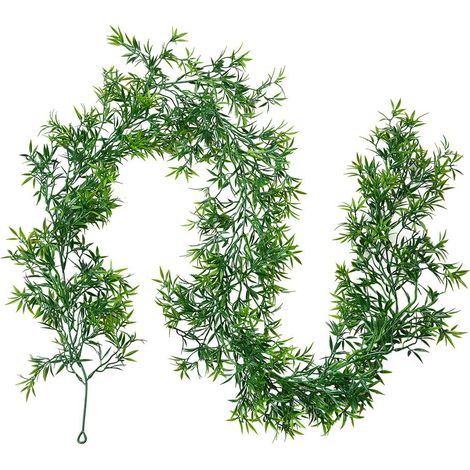 Guirlande de plantes artificielles Décoration avec feuilles vertes en plastique 180 cm - PANGIVO