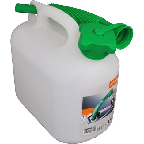 Bidon à essence 5L transparent – UN-Zulassung pour transport sécurisé – Longueur 27 cm – Largeur 15 cm – Pour STIHL MotoMix