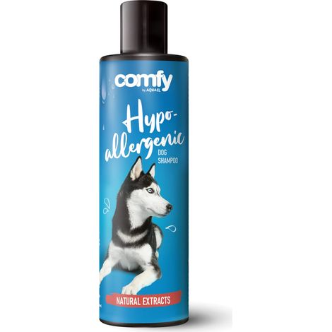 Champú hipoalergénico Comfy 250 ml para perros con alergias.