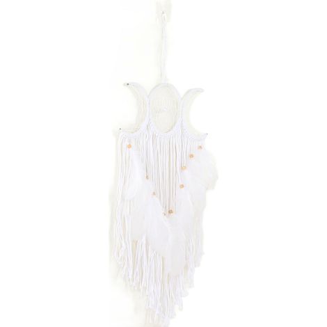 Attrape-rêves tissé à la main, décoration murale minimaliste pour salon, bureau, café, chambre, blanc (1/5)