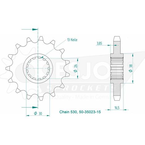 Pignon Lightweight - 530 - 14 Dents - Made in Germany