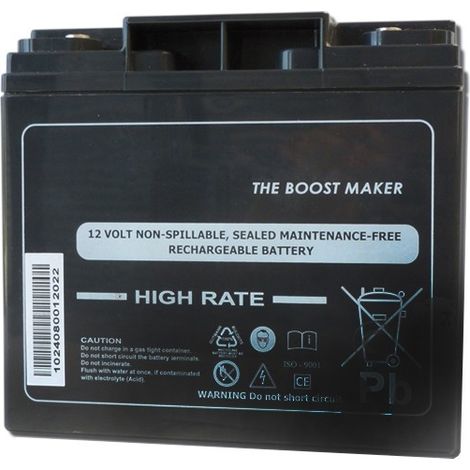 Batterie 12v 760a Pour Booster De Batterie 9201000. Longueur : 183 Mm, Largeur : 77 Mm, Hauteur : 167 Mm. Positif à Droite.