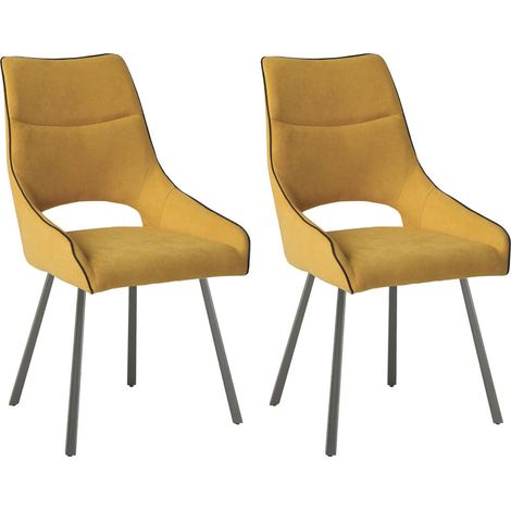 AMADO - Lot de 2 Chaises Tissu Coloris Jaune (1/4)