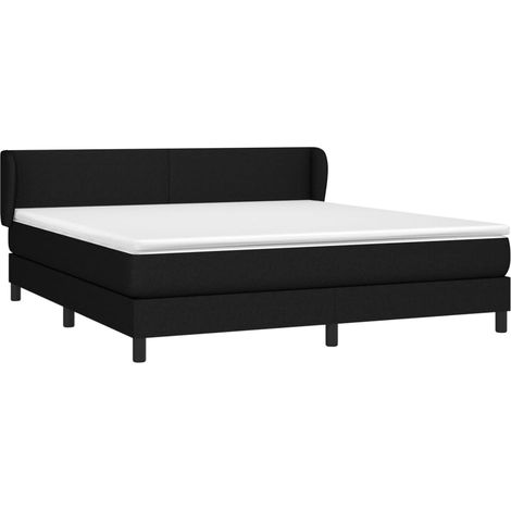 vidaXL Sommier à lattes de lit avec matelas Noir 160x200 cm Tissu (1/5)