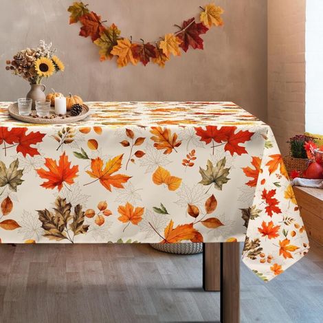 Rechteckige Tischdecke Crezuo Herbstblätter, wasser- und fleckenabweisend, strapazierfähig und waschbar, ideal für Küche, Thanksgiving und Wohnzimmer (140 x 180 cm)