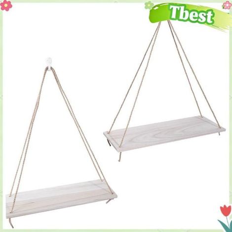 Étagères Flottantes - Bois Naturel - 2 Pièces - 45 x 13,8 cm et 35 x 13,8 cm - Pour Mur Salon Chambre Couloir - Livrées Avec Cordes Et Clous (1/5)