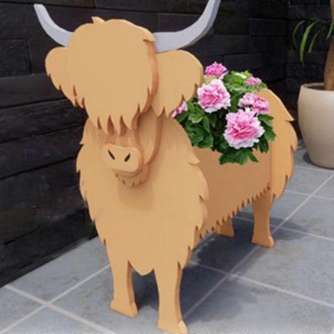 Pot de fleurs vache mignon pour la décoration de jardin support de plante en forme d'animal pour jardin intérieur et extérieur - Marron (1/5)