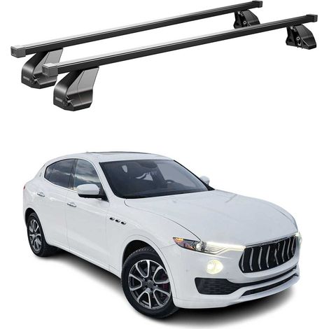 OMAC Dachträger Querträger Stahl für Maserati Levante 2017-2024 – Abschließbar – City-Crash-getestet – DIN 75302:2019 – ISO/PAS 11154:2006 – Max. 75 kg Schwarz (1/5)