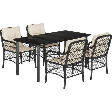 Maison Exclusive - 5-tlg. Garten-Essgruppe mit Kissen Schwarz Pol (1/5)