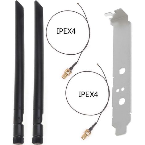 2,4-GHz- und 5-GHz-Dualband-WLAN-Antenne mit RP-SMA-Stecker + 20 cm RP-SMA IPEX MHF4-Kabel