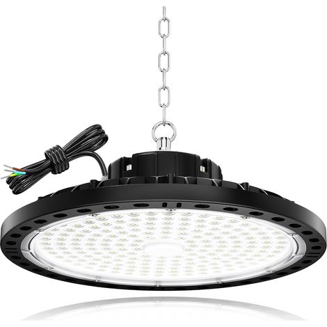 1 Projecteur LED UFO 200W, Lumière 20000LM 6500K, Chaîne Métallique 30CM, IP65 Pour Atelier (1/5)