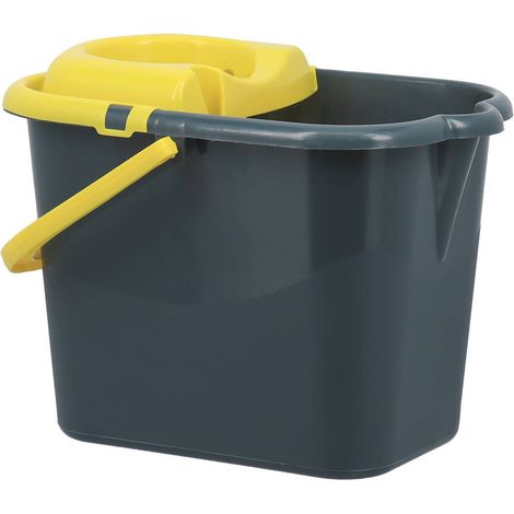 Seau plastique rectangulaire avec essoreur capacite 15l - gris/curry - Tendance (1/3)