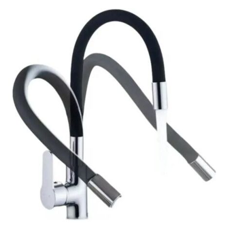 Mitigeur Évier avec Bec Flexible, Robinet de Cuisine, Cuisine Mitigeur Flexible Rotative à 360°, Noir (1/4)
