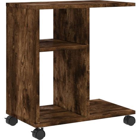 Maison Exclusive - Beistelltisch mit Rollen Räuchereiche 50x30x55