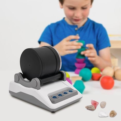 Rock Tumbler Set Steinpoliermaschine, Polierkörner Schmuckbefestigungen Edelsteine Poliermaschine Rosenquarz Stein DIY Kit, 7-Tage Timer für Erwachsene und Kinder (1/5)