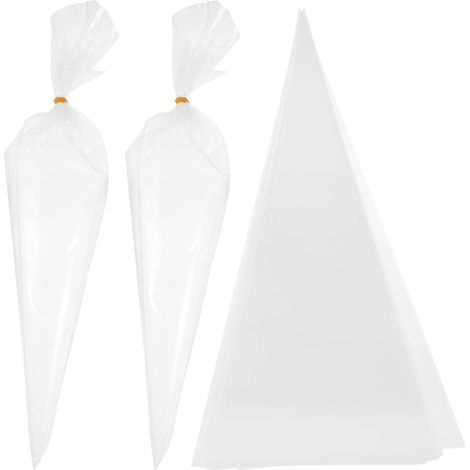 Sac à Douille Jetable - 12 Pouces - Transparent - Film Épais 12 Filaments - Pour Décoration de Gâteaux et Desserts - Lot de 100 Pièces (1/5)