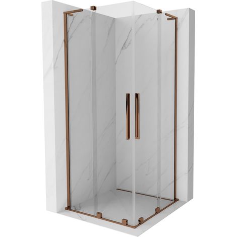 Mexen Velar L Duo Duschkabine zum Schieben 90 x 90 cm, transparent, Roségold - 871-090-090-02-03-60