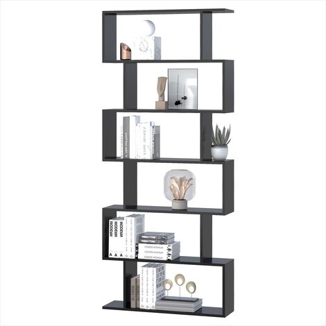 Bibliothèque étagère en bois noir 80 x 23 x 192 cm 6 niveaux (1/5)