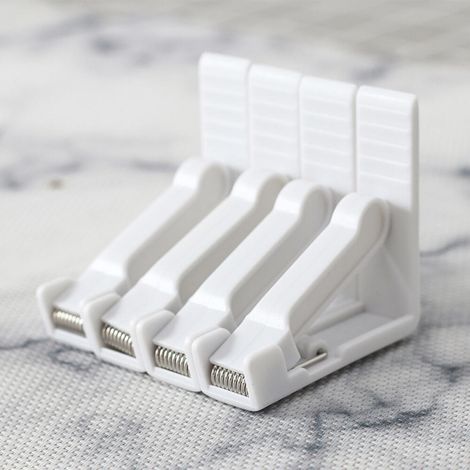 Lot de 4 Pinces à nappe avec ressort, pince nappe extérieure, pince nappe ajustable, Plastique, Blanc, 6 cm