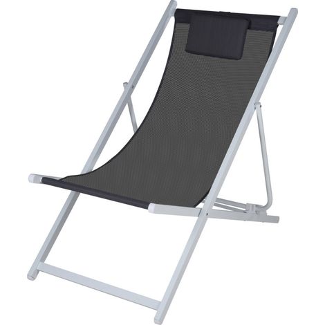 Chaise longue pliante chilienne blanc et gris anthracite - 91x61x101cm
