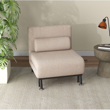 Fauteuil convertible avec fonction lit, dossier réglable, beige HAVRYA (1/5)