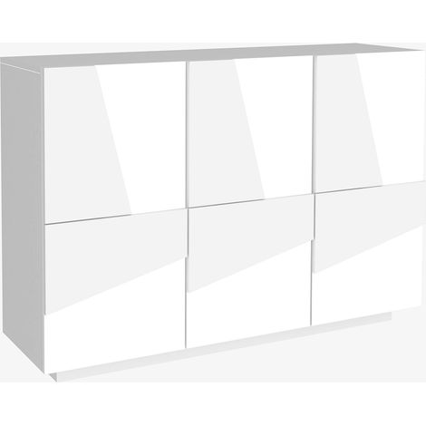 Mobile Multiuso 3 Ante 121,8x39,2x86 cm Ping Bianco Lucido (1/4)