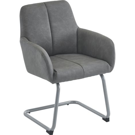 Chaise de salle à manger grise avec pieds en acier cintré, lot de 2 (1/5)