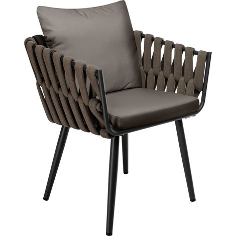 Sedia da giardino Lombardia taupe con cuscino seduta grigio