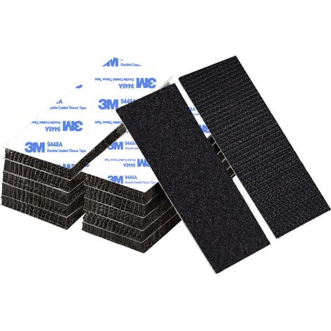 Strisce adesive bifacciali antigraffio, 10 paia di strisce adesive extra forti con gancio e passante, 1,6 cm x 10 cm, potenti strisce adesive bifacciali nere da appendere alla parete senza forare per 