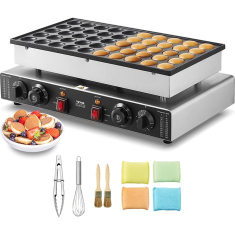 VEVOR Macchina per mini pancake olandese da cucina uso commerciale, 50 Pezzi, Diametro 43 mm, Macchina per mini dorayaki, 1700 W, Controllo di Temperatura Tempo, per Cucina commerciale feste evento (1/5)