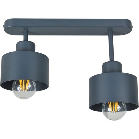 Plafoniera color antracite, in metallo industriale, 2xE27, illuminazione LED moderna per soggiorno, cucina, camera da letto, cameretta dei bambini, loft (1/4)