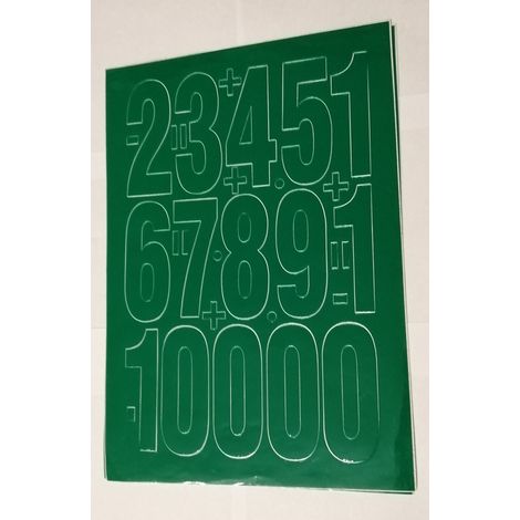 Numeri autoadesivi in lamina, 10 cm, verdi