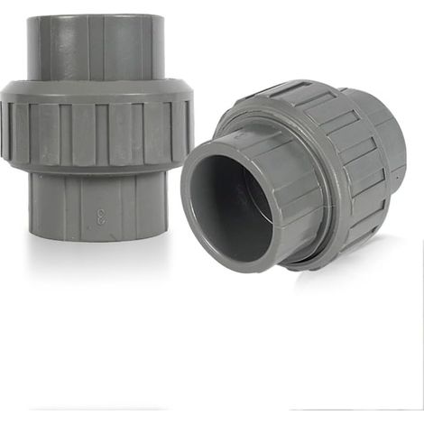 Lot de 2 raccords en PVC de 50 mm - Raccord en PVC U gris - Pour raccord de piscine, tuyau de piscine, tuyau de pression, tuyau en PVC, tuyau et bassin (gris) (1/5)