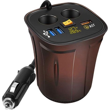 Chargeur allume-cigare USB, 12 V, 8 prises USB pour voiture, 3 prises USB, voltmètre LED/interrupteur/adaptateur allume-cigare (1/5)
