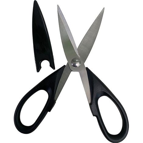 Küchenschere, professionelle, robuste Küchenschere aus Edelstahl mit Silikongriff für sicheres Schneiden (Schwarz) (1/5)
